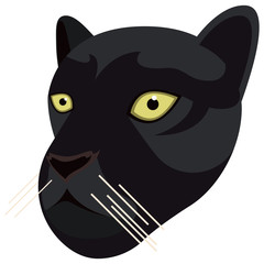 Black panther portrait made in unique simple cartoon style. Vector head of black leopard or jaguar. Isolated icon for your design. Vector illustration