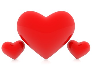 Big red heart between two small hearts