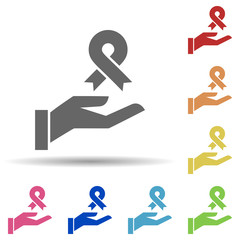Charity, aids in multi color style icon. Simple glyph, flat vector of charity icons for ui and ux, website or mobile application