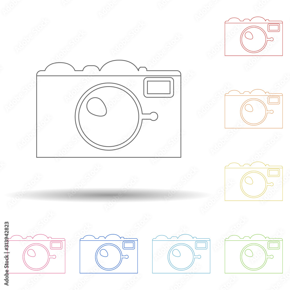 Aufkleber camera flat in multi color style icon. simple thin line, outline vector of summer icons for ui and u