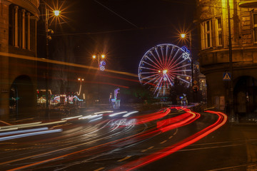 Oświetlona Bydgoszcz nocą. © MaciasPhoto