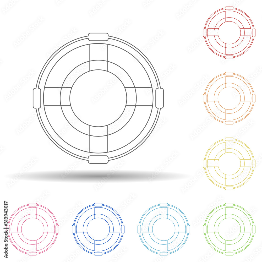 Poster lifebuoy flat in multi color style icon. simple thin line, outline vector of summer icons for ui and