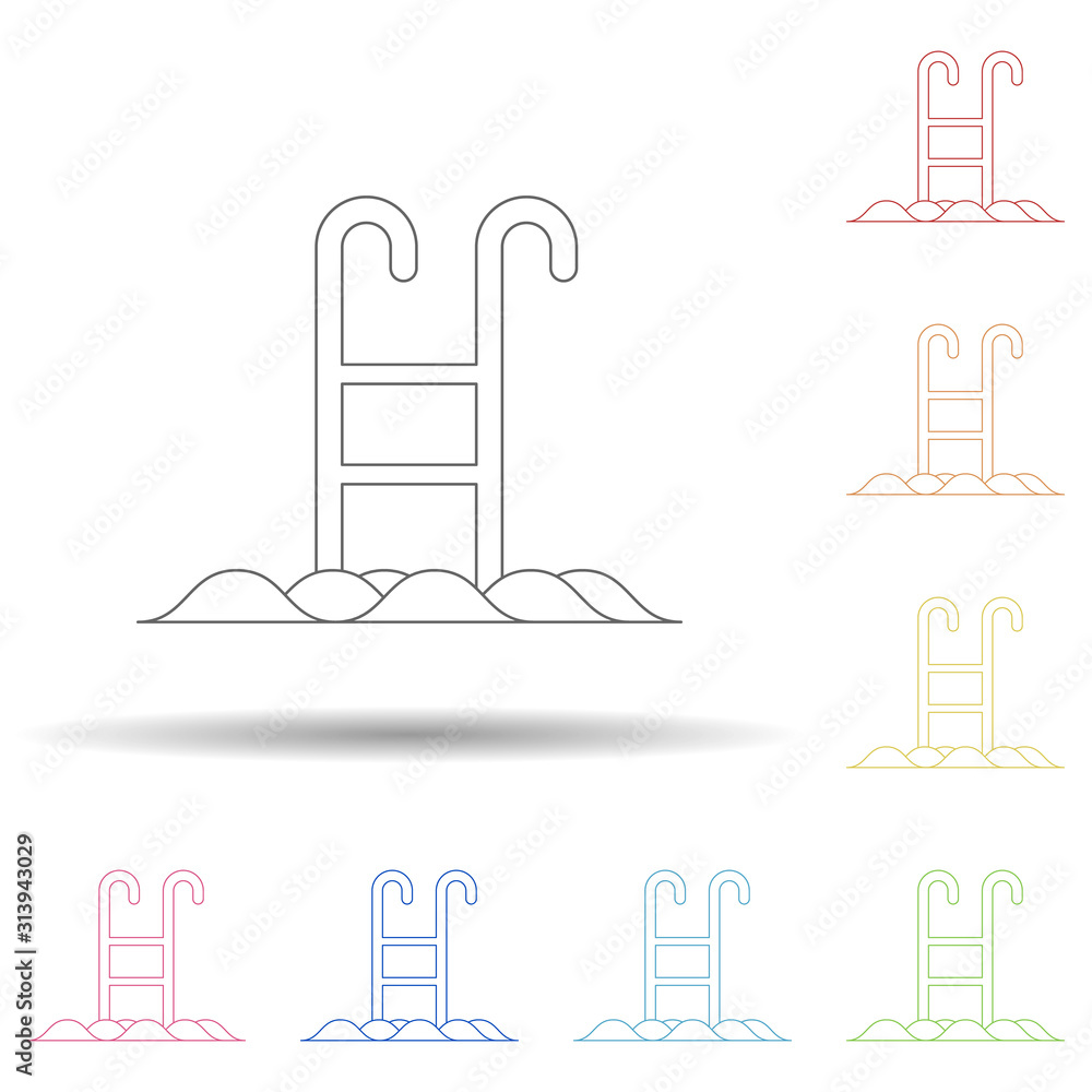 Poster stairs to the pool flat in multi color style icon. simple thin line, outline vector of summer icons 