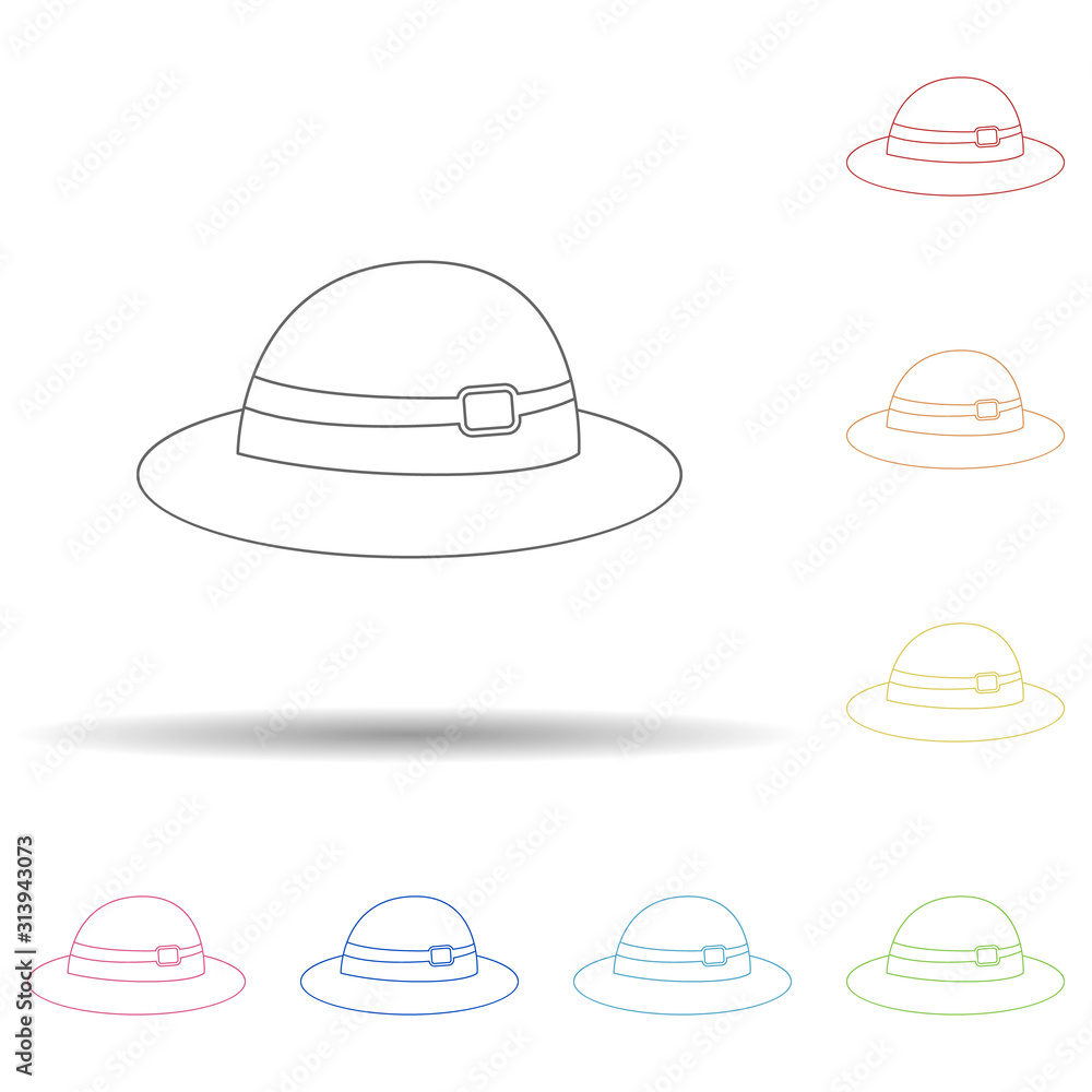 Poster beach hat flat in multi color style icon. simple thin line, outline vector of summer icons for ui an