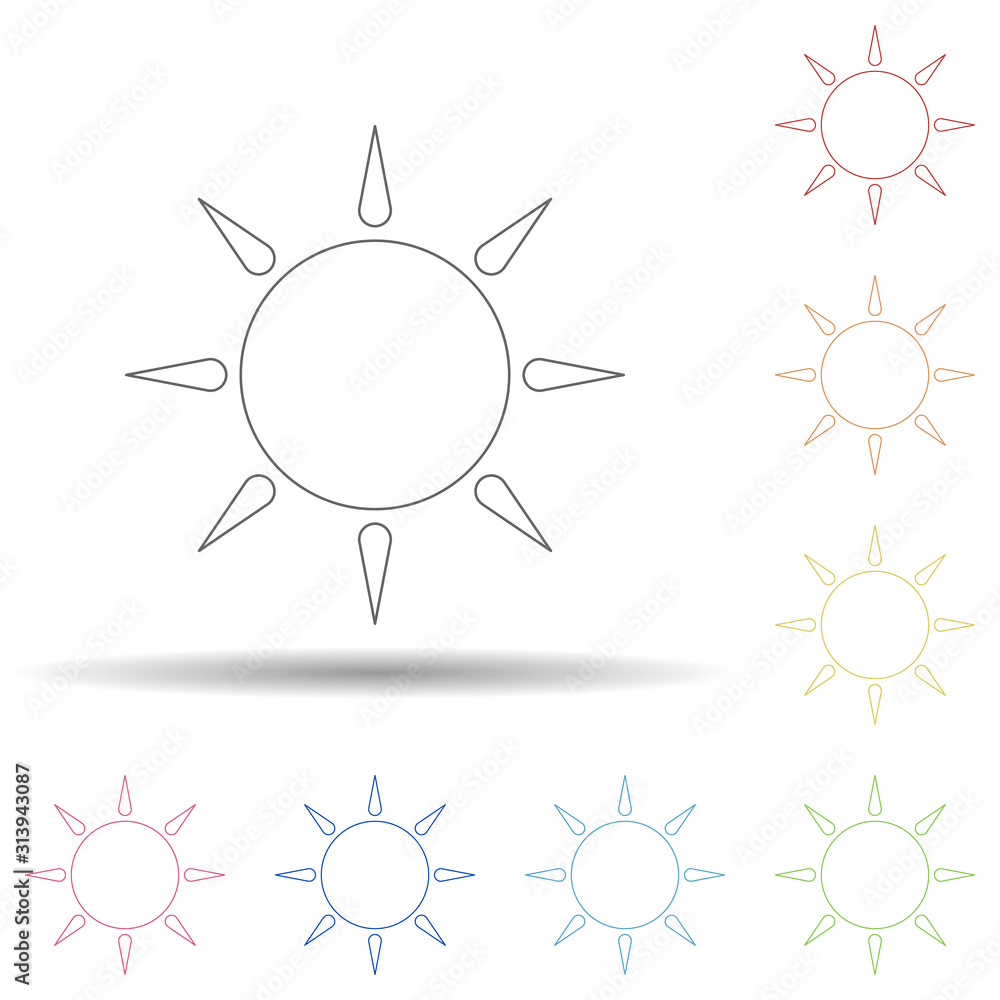 Poster the sun flat in multi color style icon. simple thin line, outline vector of summer icons for ui and 