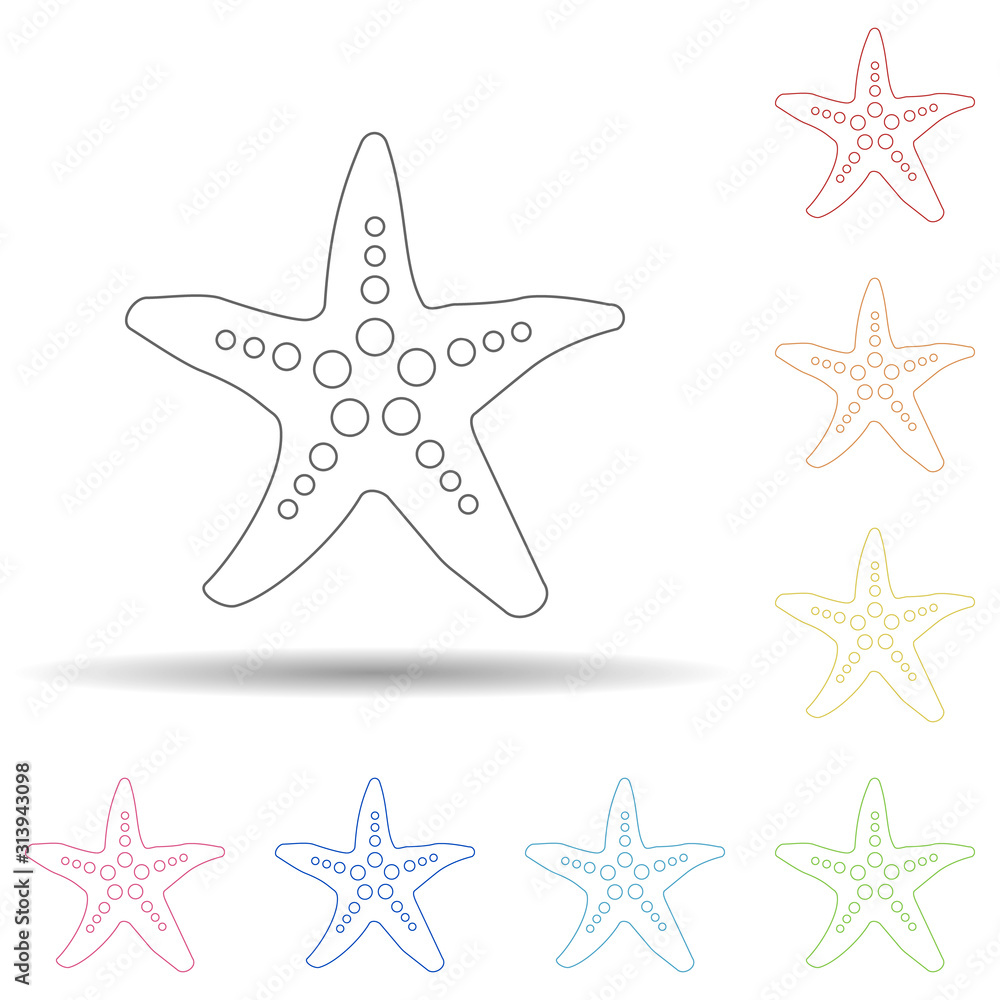 Poster starlet flat in multi color style icon. simple thin line, outline vector of summer icons for ui and 