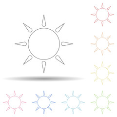 the sun flat in multi color style icon. Simple thin line, outline vector of Summer icons for ui and ux, website or mobile application