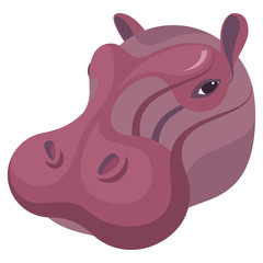 Hippopotamus portrait made in unique simple cartoon style. Head of hippo. Isolated artistic stylized icon for your design. Vector illustration