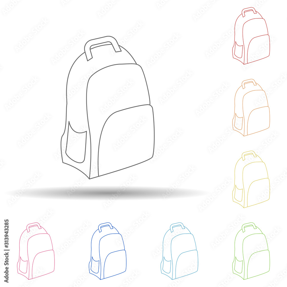 Poster backpack flat in multi color style icon. simple thin line, outline vector of summer icons for ui and