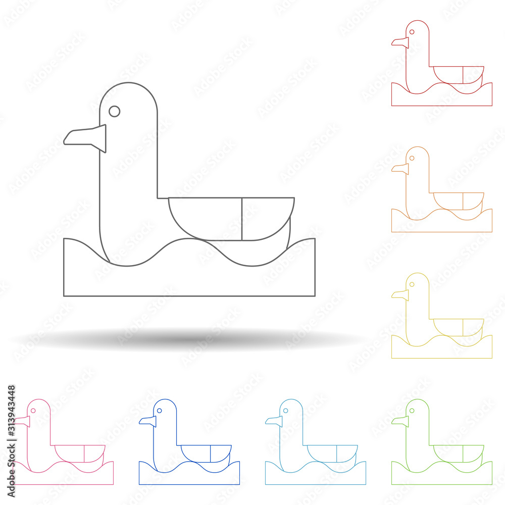 Poster gull flat in multi color style icon. simple thin line, outline vector of summer icons for ui and ux,