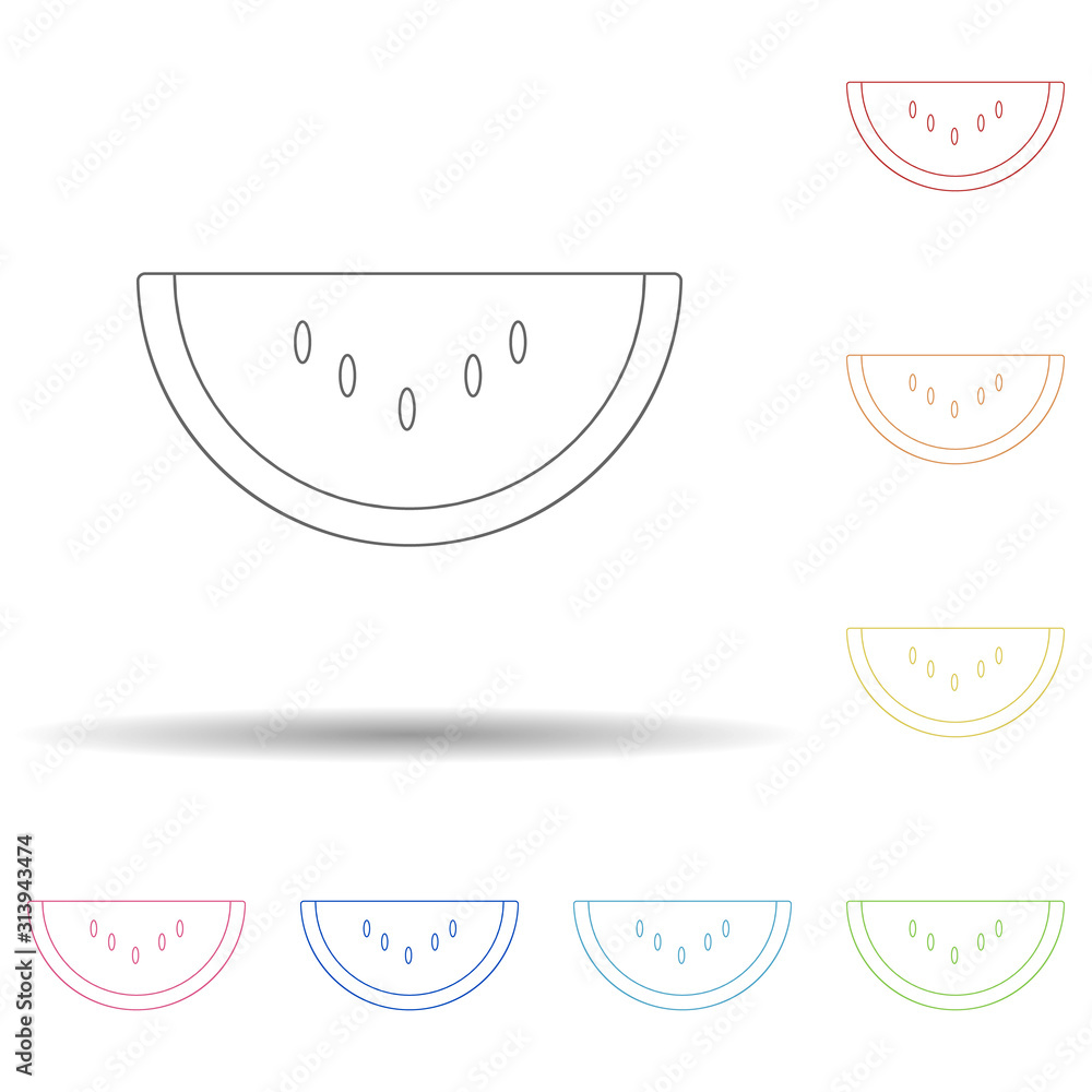 Poster watermelon flat in multi color style icon. simple thin line, outline vector of summer icons for ui a