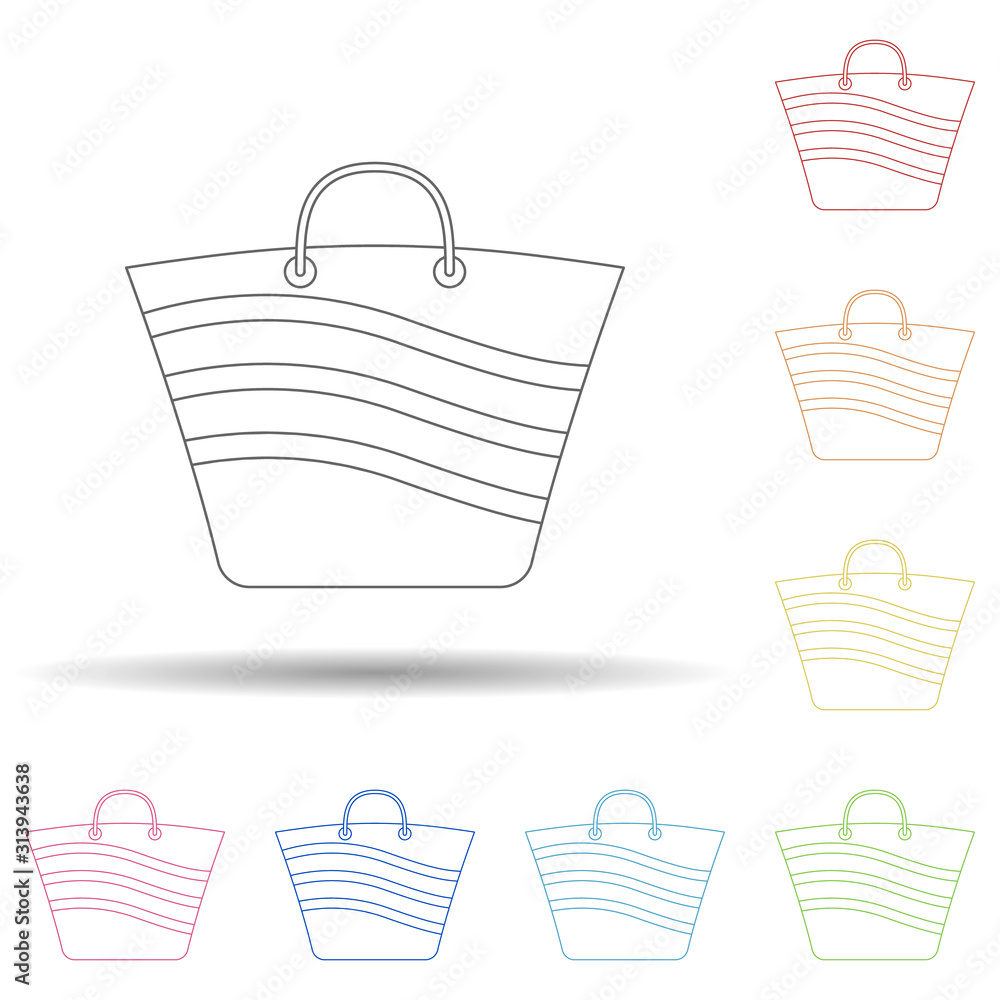 Poster beach bag flat in multi color style icon. simple thin line, outline vector of summer icons for ui an