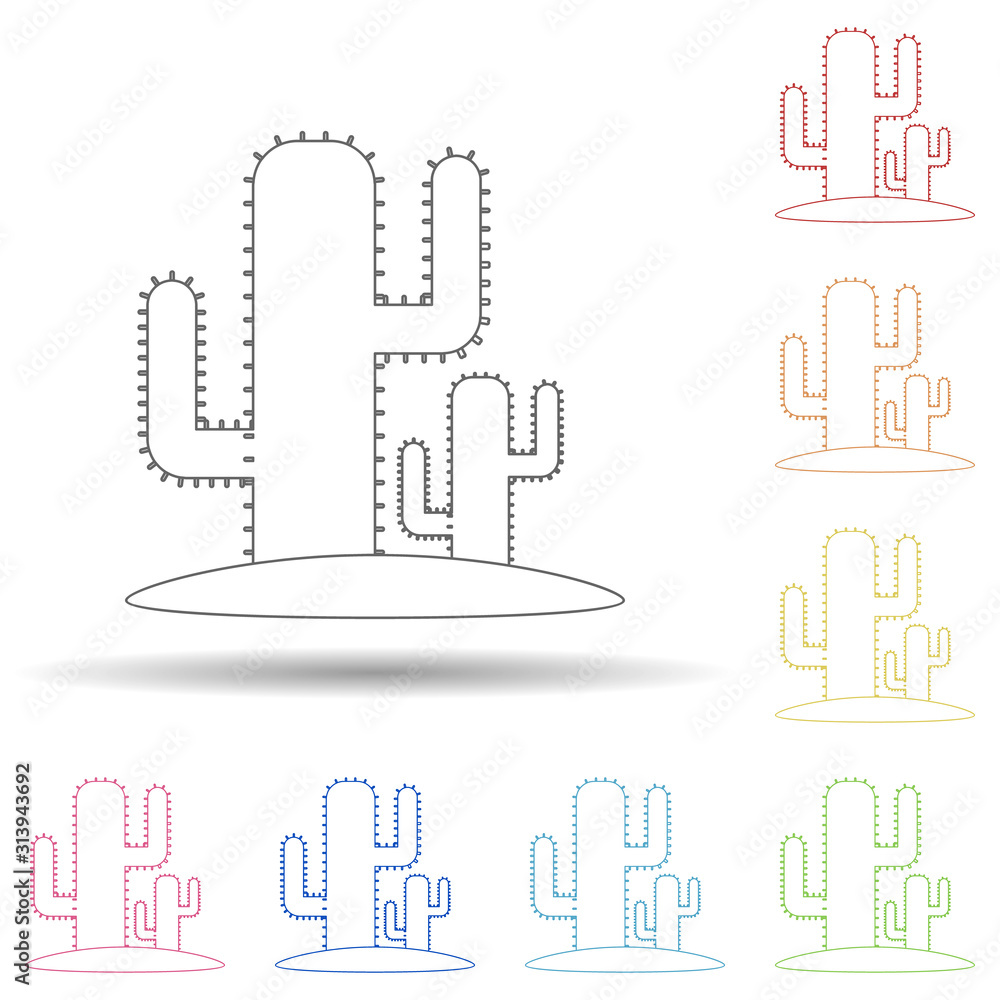Aufkleber cacti flat in multi color style icon. simple thin line, outline vector of summer icons for ui and ux
