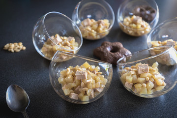 Verrine of pear foie gras and pine nuts