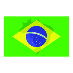 Fototapeta premium brazil flag with brazil map on it. Simple vector brazilian flag