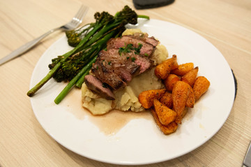 Healthy home cooked food. Fish, meat, vegetables and home cooking. 