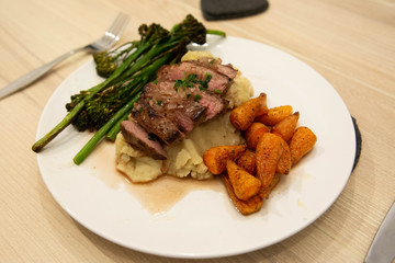 Healthy home cooked food. Fish, meat, vegetables and home cooking. 