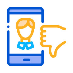 Dislike Avatar Male Icon Vector. Outline Dislike Avatar Male Sign. Isolated Contour Symbol Illustration