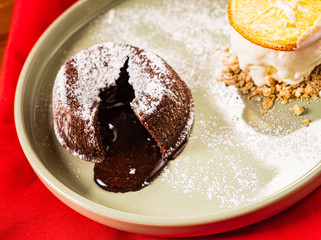 chocolate fondant with ice cream
