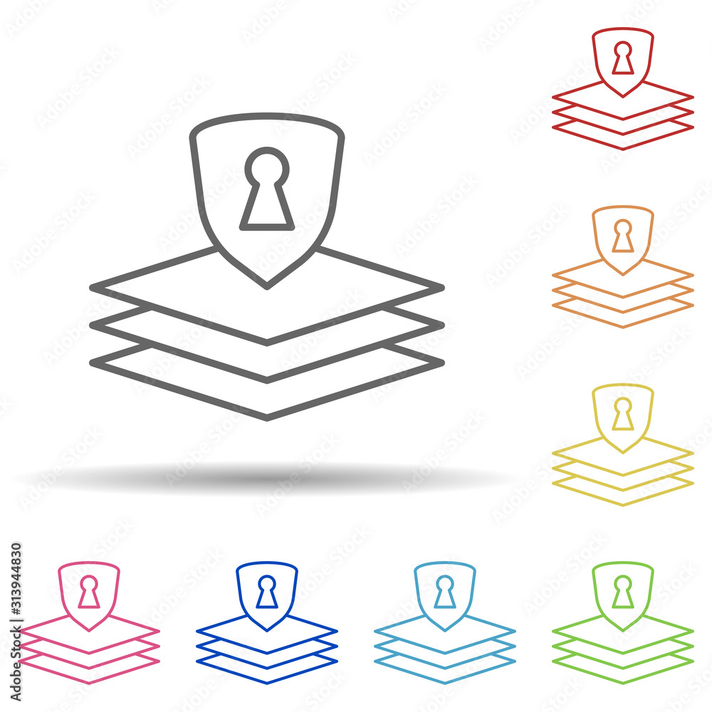Poster lock, layers multi color style icon. simple thin line, outline vector of cryptocurrency icons for ui