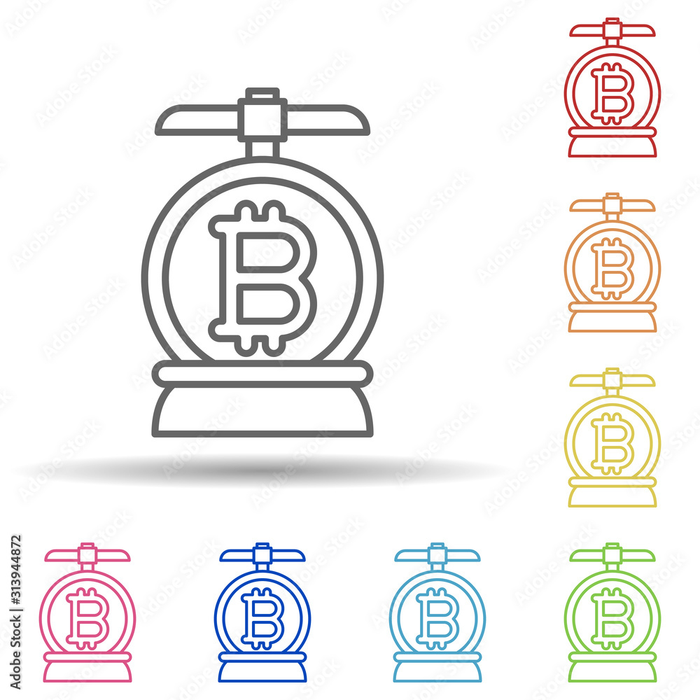Poster mining, bitcoin multi color style icon. simple thin line, outline vector of cryptocurrency icons for