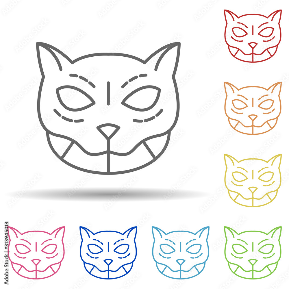 Poster cat, mexico multi color style icon. simple thin line, outline vector of day of the dead icons for ui