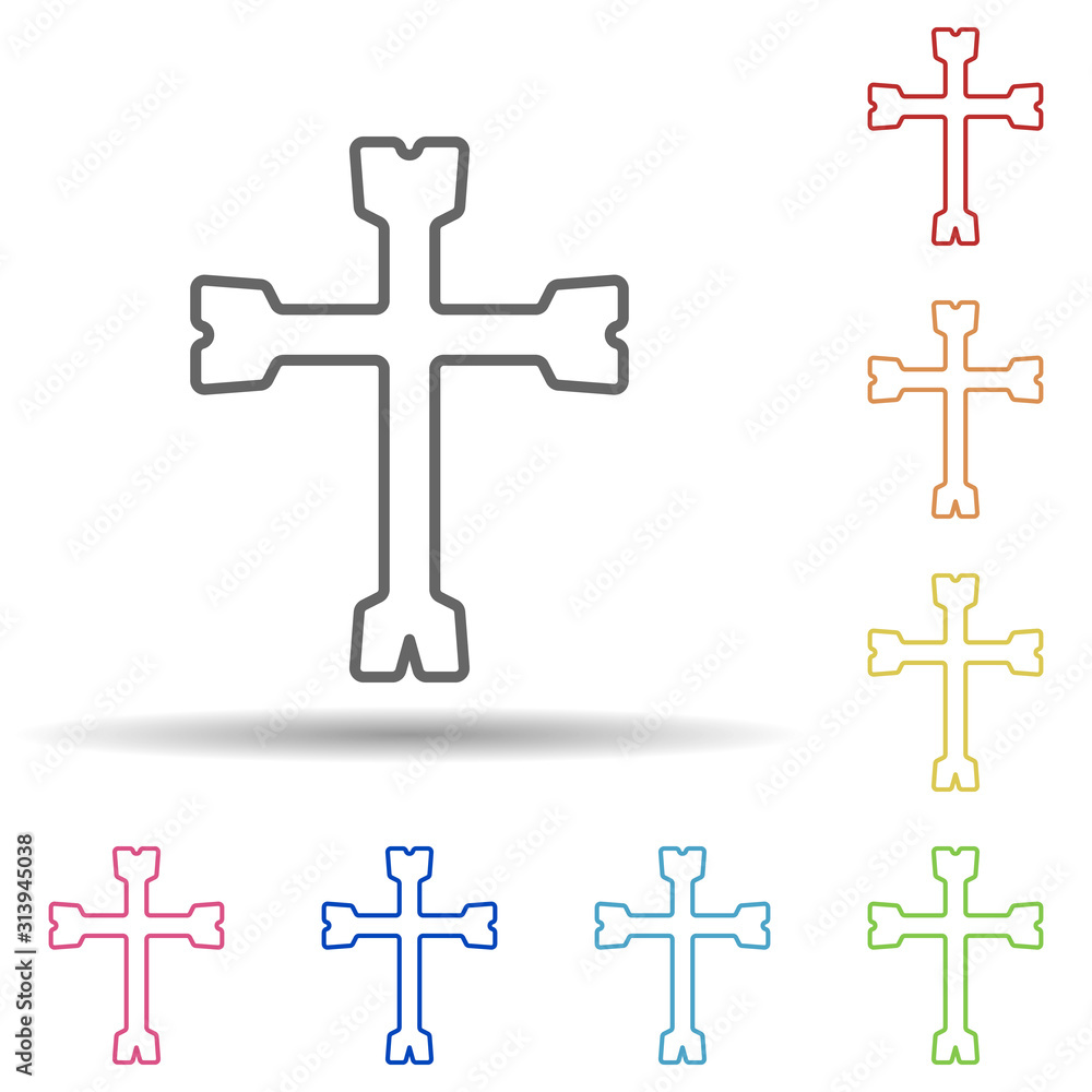 Aufkleber cross, day of the dead, mexico multi color style icon. simple thin line, outline vector of day of th