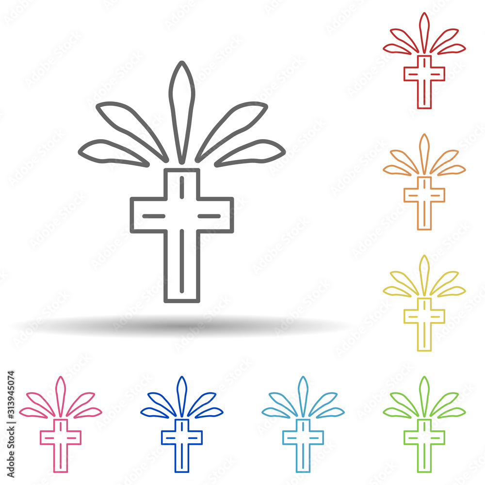Poster cross, day of the dead multi color style icon. simple thin line, outline vector of day of the dead i