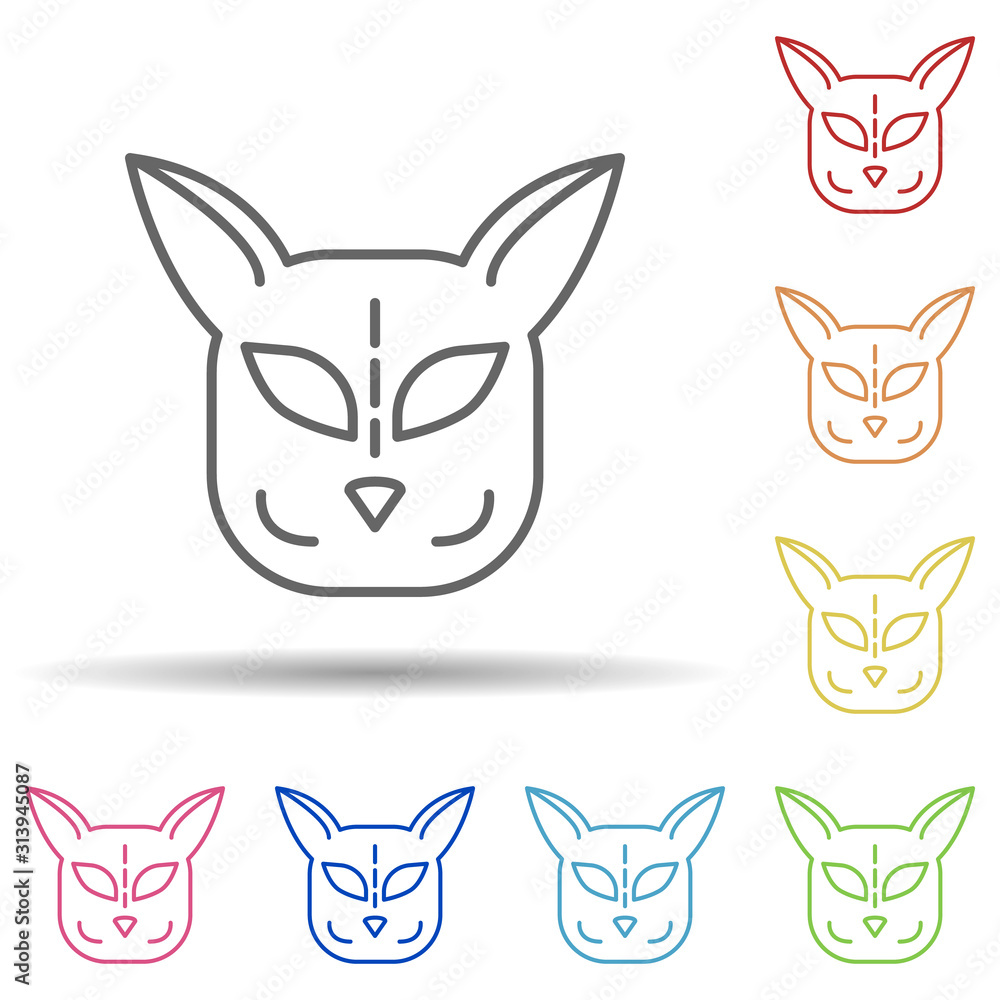 Poster day of the dead, cat multi color style icon. simple thin line, outline vector of day of the dead ico