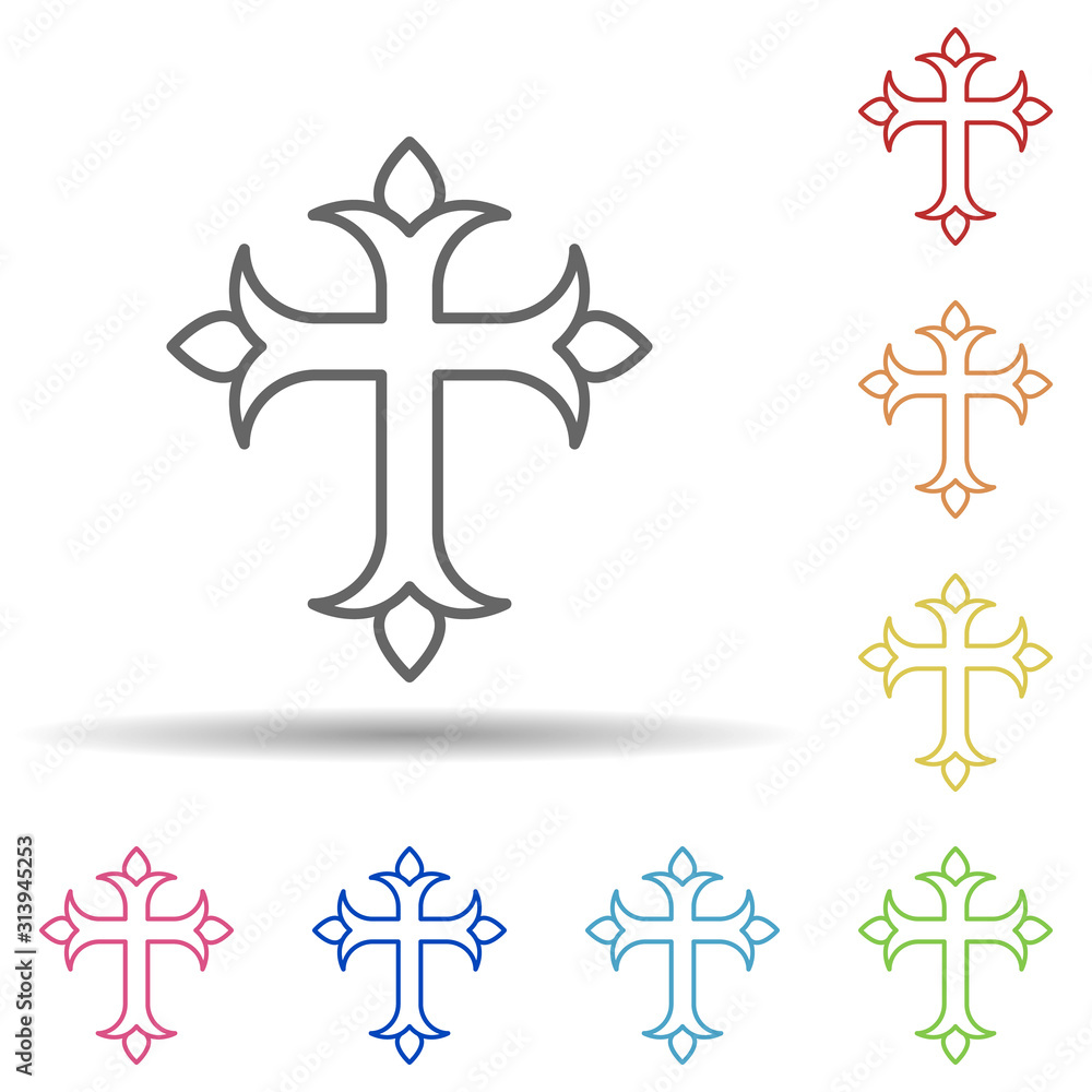 Aufkleber day of the dead, mexican, cross multi color style icon. simple thin line, outline vector of day of t