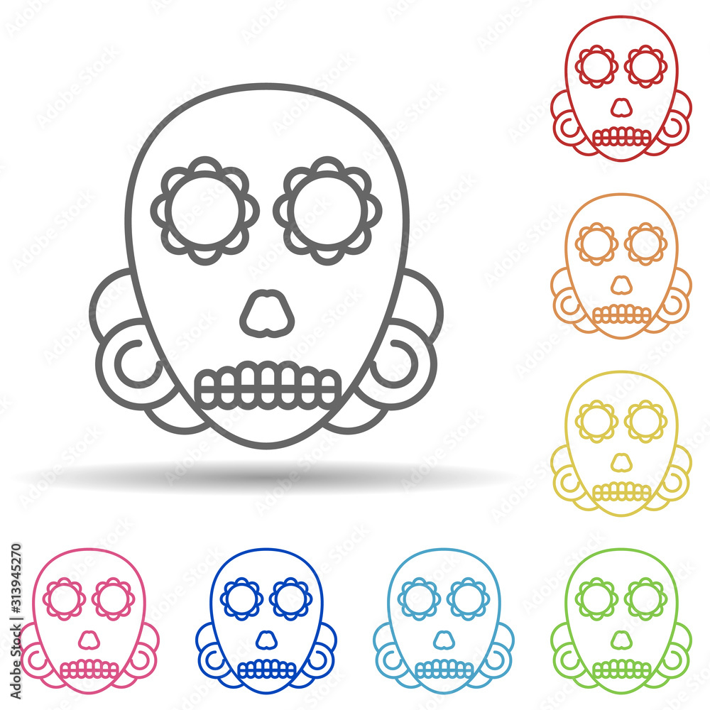 Poster day of the dead, mexico multi color style icon. simple thin line, outline vector of day of the dead 