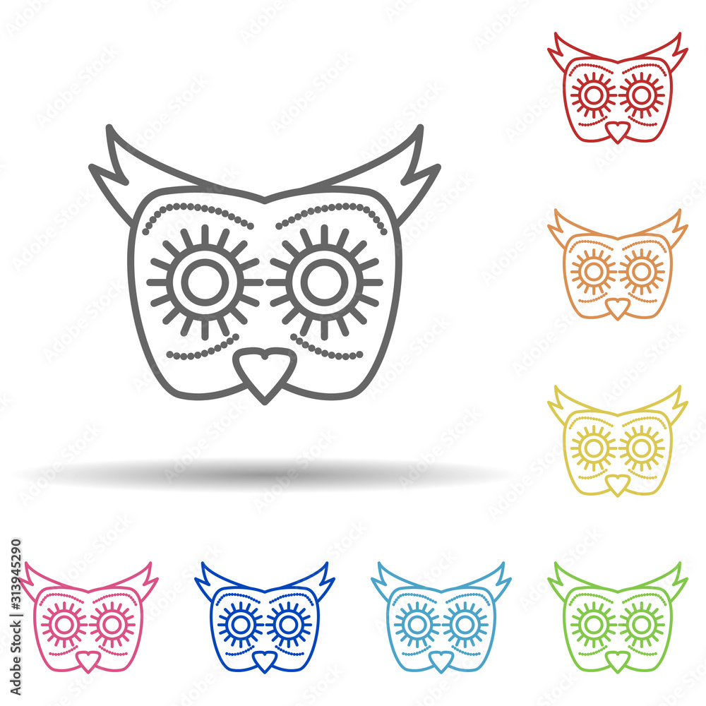 Aufkleber day of the dead, owl multi color style icon. simple thin line, outline vector of day of the dead ico