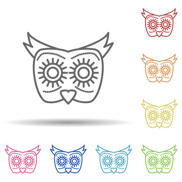 day of the dead, owl multi color style icon. Simple thin line, outline vector of day of the dead icons for ui and ux, website or mobile application