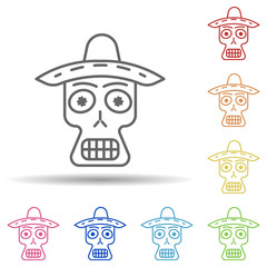day of the dead, skull multi color style icon. Simple thin line, outline vector of day of the dead icons for ui and ux, website or mobile application