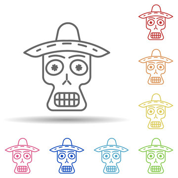 day of the dead, skull multi color style icon. Simple thin line, outline vector of day of the dead icons for ui and ux, website or mobile application