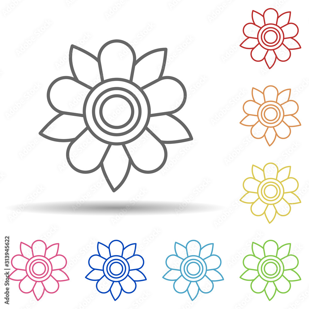 Poster flowers, day of the dead multi color style icon. simple thin line, outline vector of day of the dead