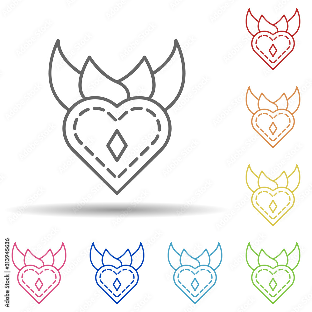 Poster heart, day of the dead multi color style icon. simple thin line, outline vector of day of the dead i