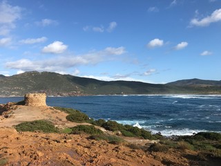 coastal view at porto ferro, sardinia, italy