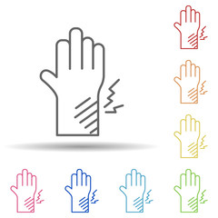 Injury, disease, medical in multi color style icon. Simple thin line, outline vector of charity icons for ui and ux, website or mobile application