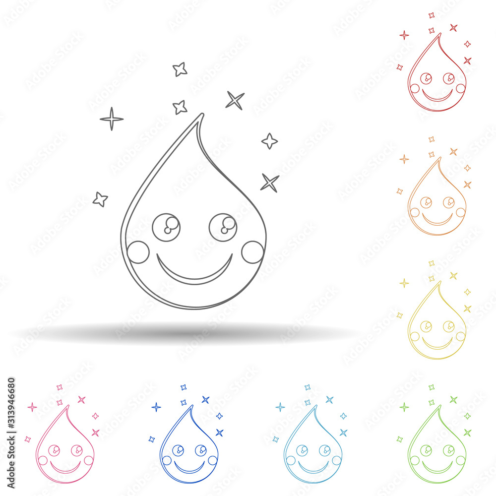 Poster emoji happiness in multi color style icon. simple thin line, outline vector of emoji icons for ui an