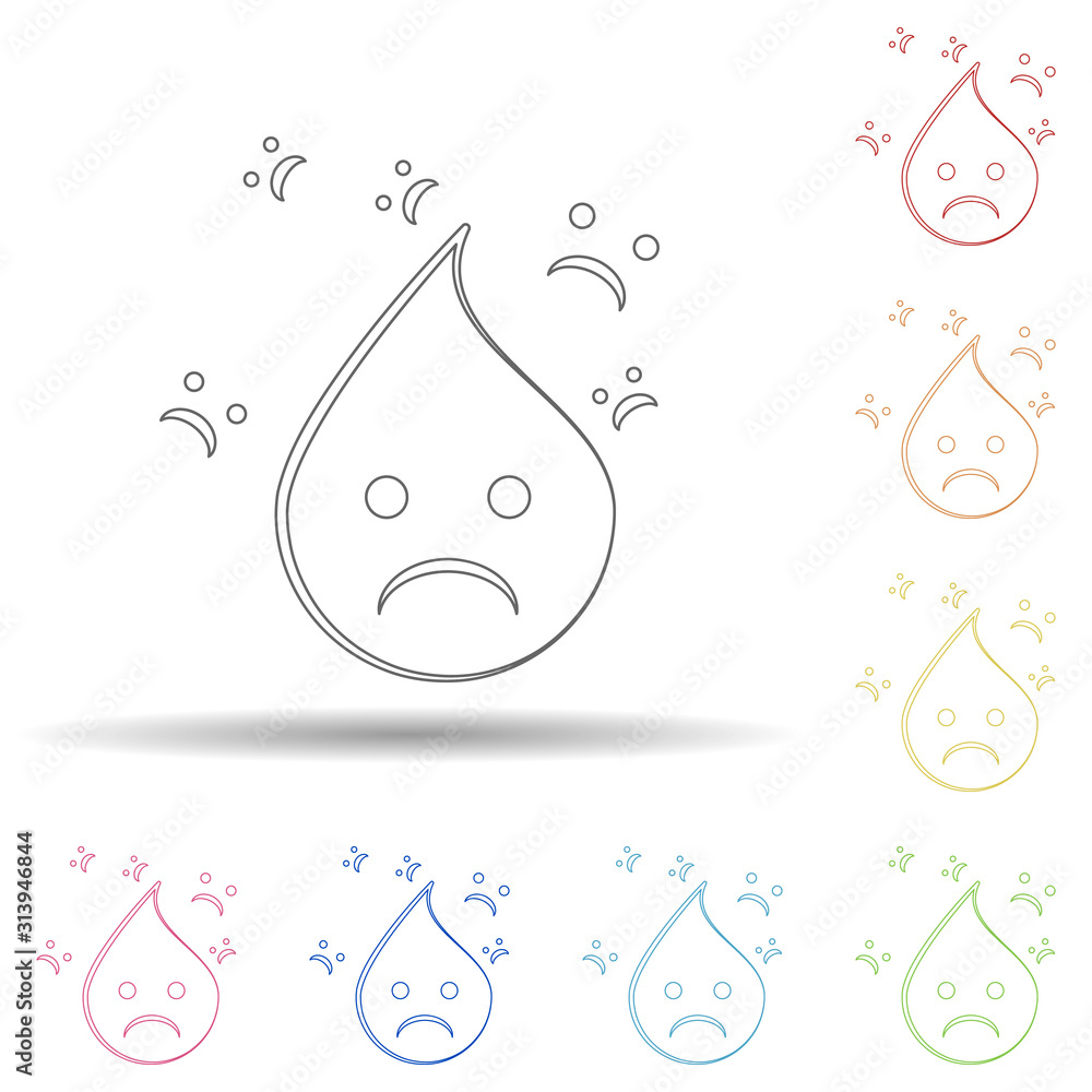 Poster emoji sad in multi color style icon. simple thin line, outline vector of emoji icons for ui and ux, 