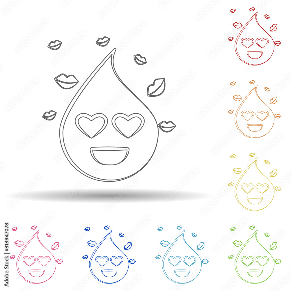 Poster emoji in love in multi color style icon. simple thin line, outline vector of emoji icons for ui and 