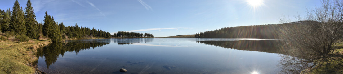Beatifull frozen lake in Auvergne - France