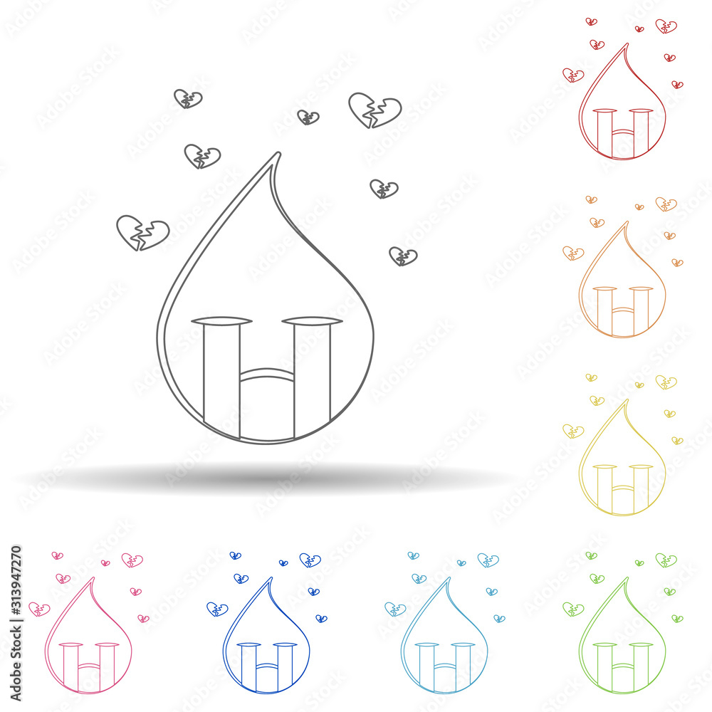 Poster emoji crying in multi color style icon. simple thin line, outline vector of emoji icons for ui and u
