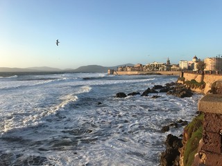 seafront of alghero, sardinia, italy