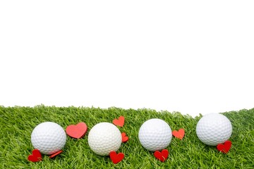 Golf balls with love on white background