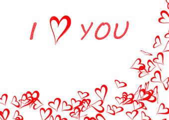 Valentine`s day concept background. Red valentine hearts on white background isolated.