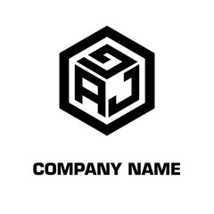logo hexagon style initial letter for a company and industry
