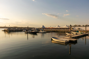 Fototapeta na wymiar Belmar Marina as Dusk Approaches