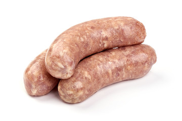 Italian sausages, Raw Salsiccia Sausages, isolated on white background